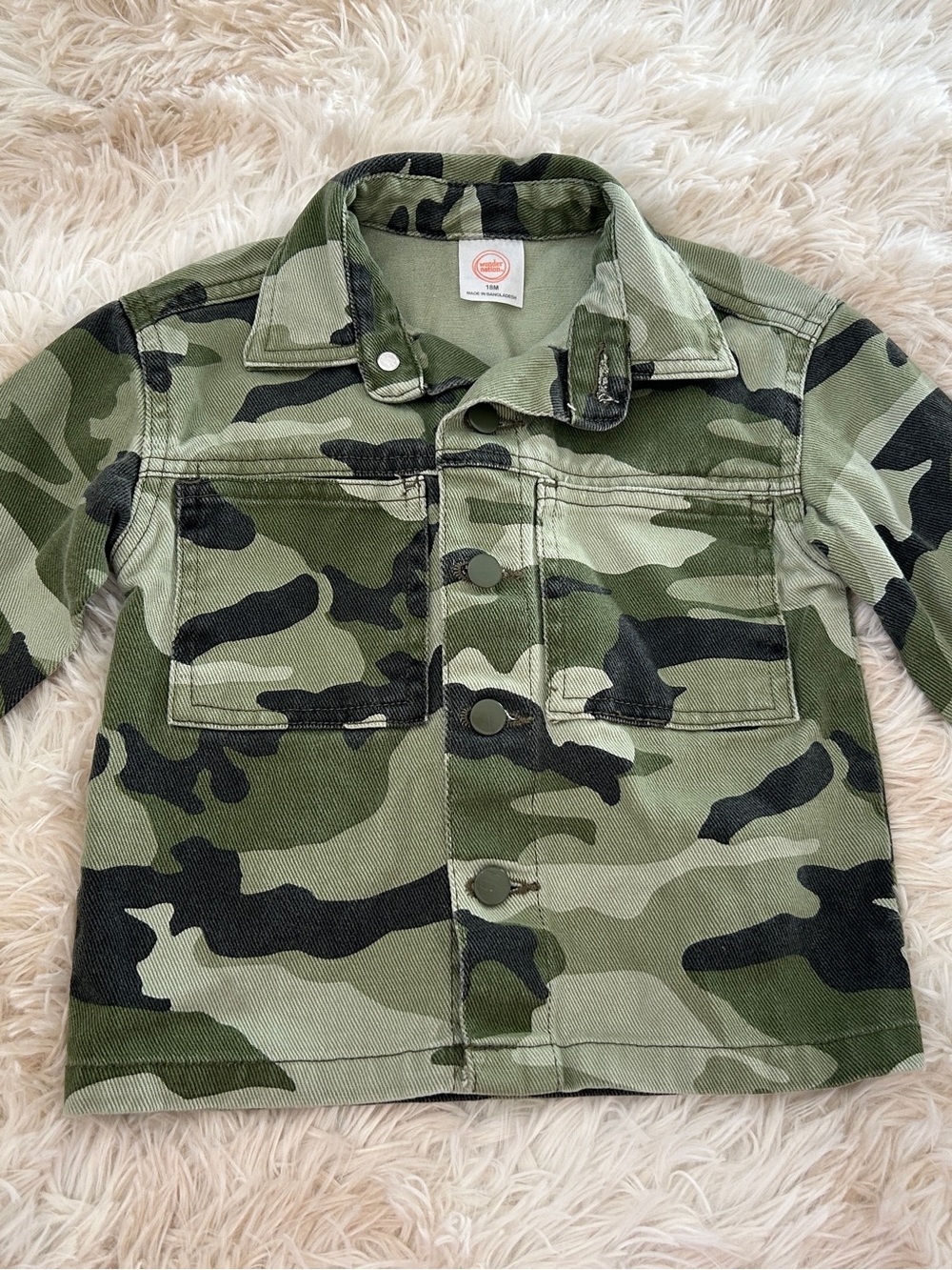 Infant’s Camouflage Button-Front Jacket - Green Camo